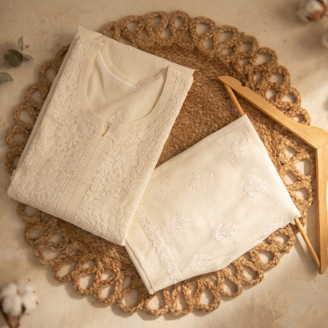 Ivory Chikankari Suit