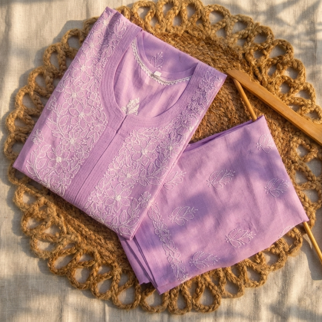 Purple Chikankari Suit