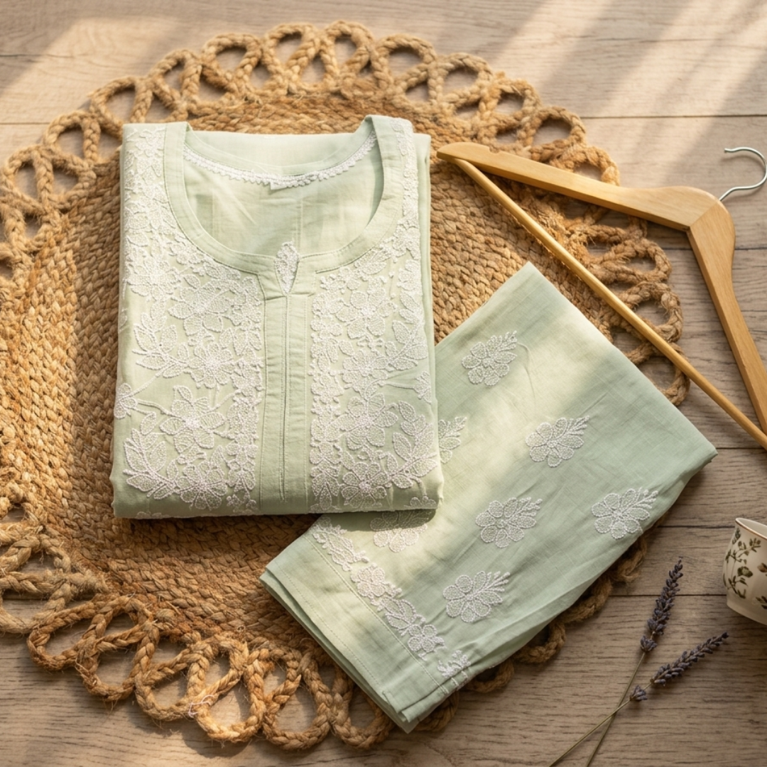 Sage Green Chikankari Suit