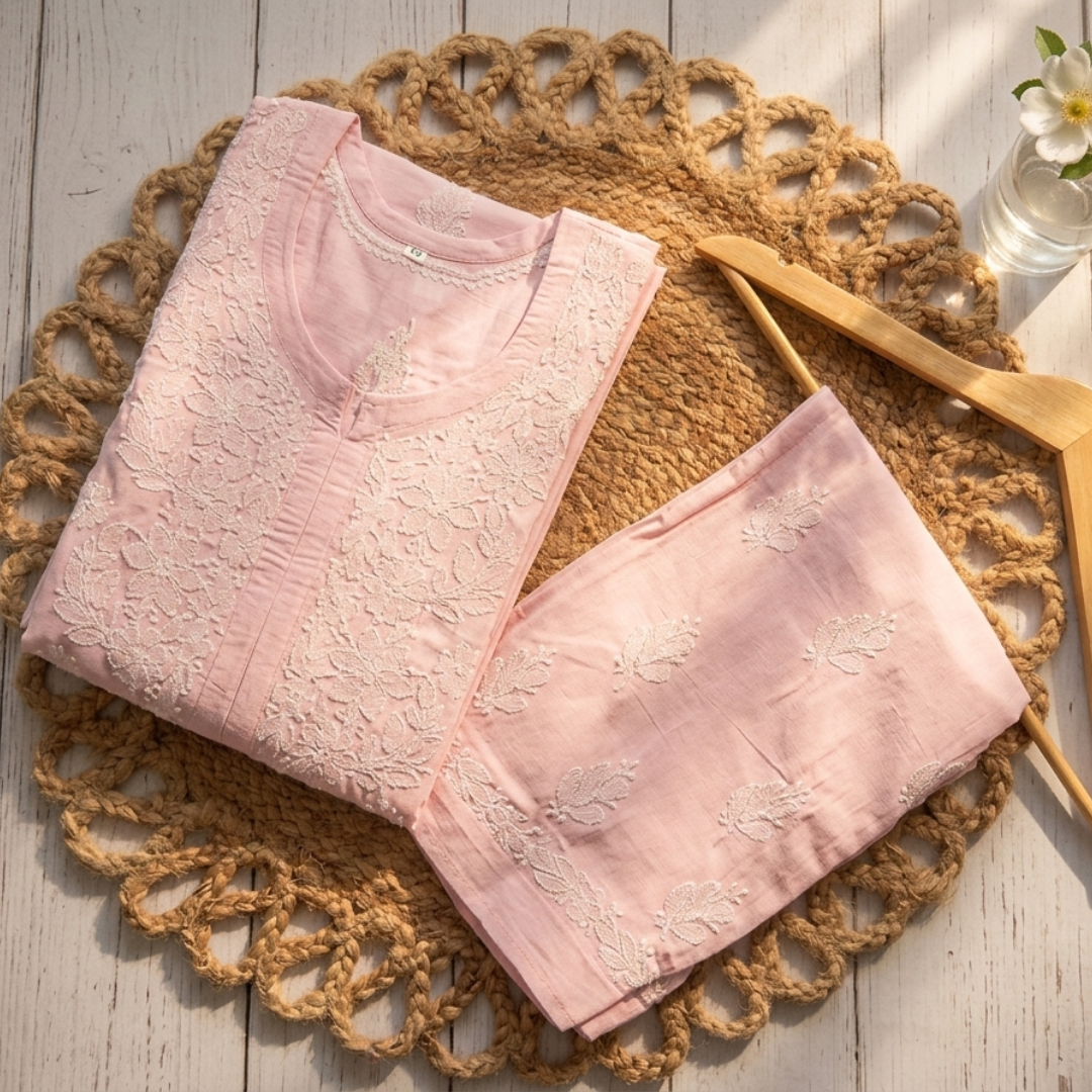 Pink Chikankari Suit