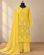 Yellow Satin Silk Set With Dupatta
