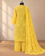 Yellow Satin Silk Set With Dupatta