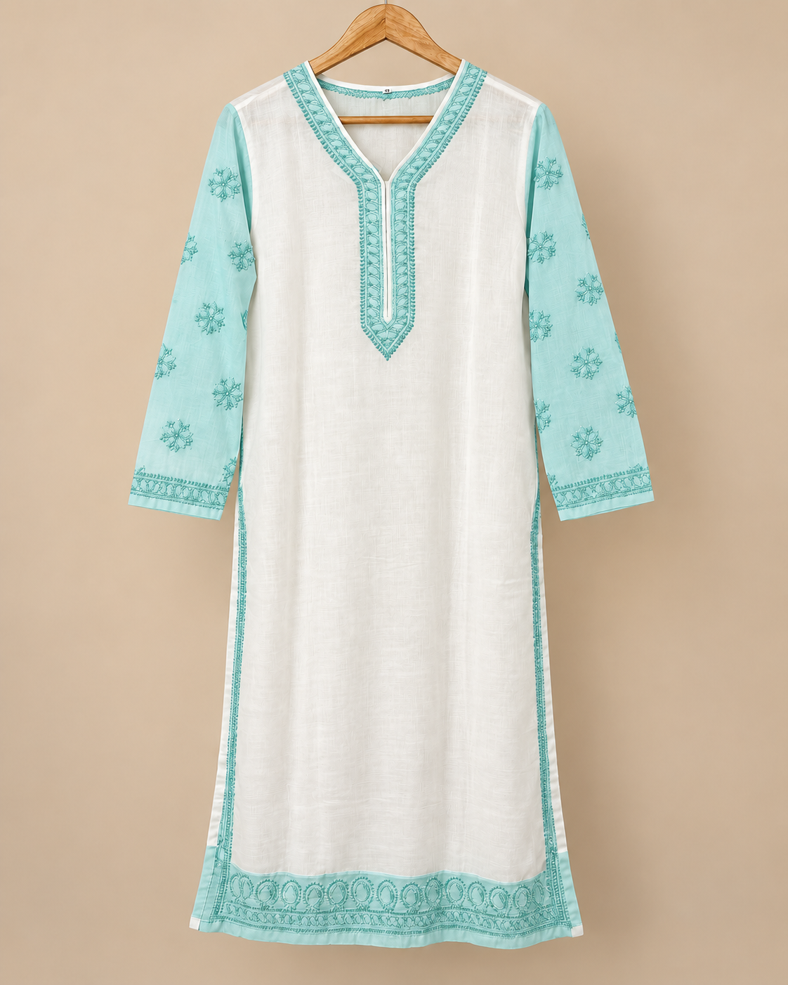 Mulcotton Long Kurti With Shadow Work