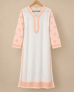 Mulcotton Long Kurti With Shadow Work