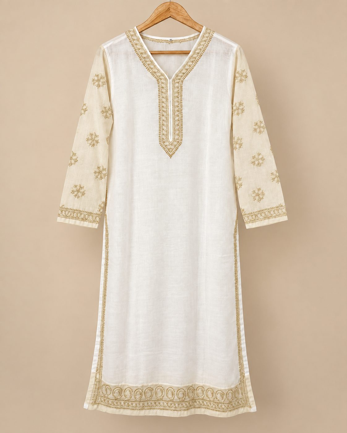 Mulcotton Long Kurti With Shadow Work