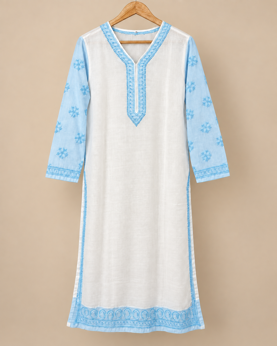 Mulcotton Long Kurti With Shadow Work