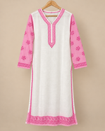 Mulcotton Long Kurti With Shadow Work
