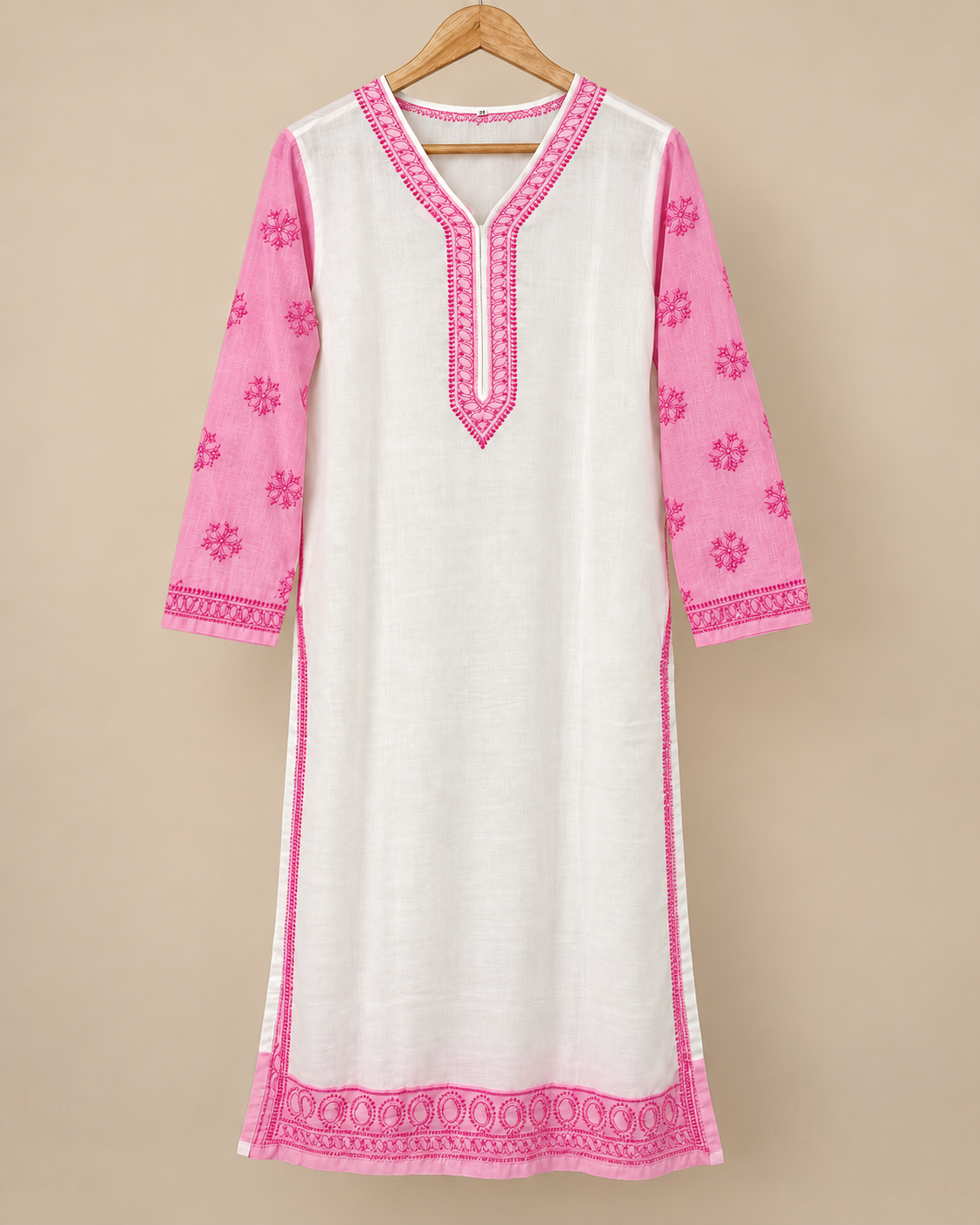 Mulcotton Long Kurti With Shadow Work
