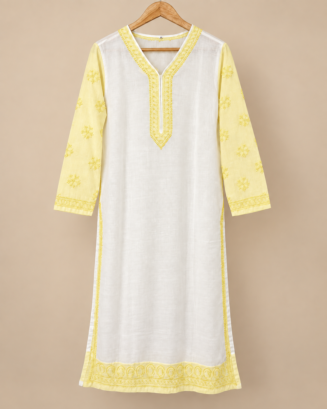 Mulcotton Long Kurti With Shadow Work
