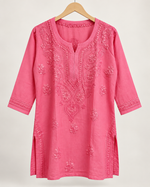 Rayon Dusty Rose Short Kurti, Galabutti with Ghaspati work