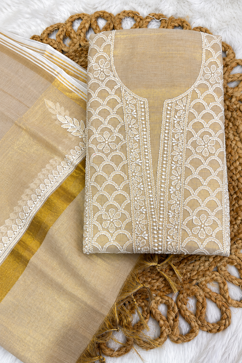 Golden dress material