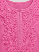 Rayon Gradient Pink Short Kurti, Galabutti with Ghaspati work