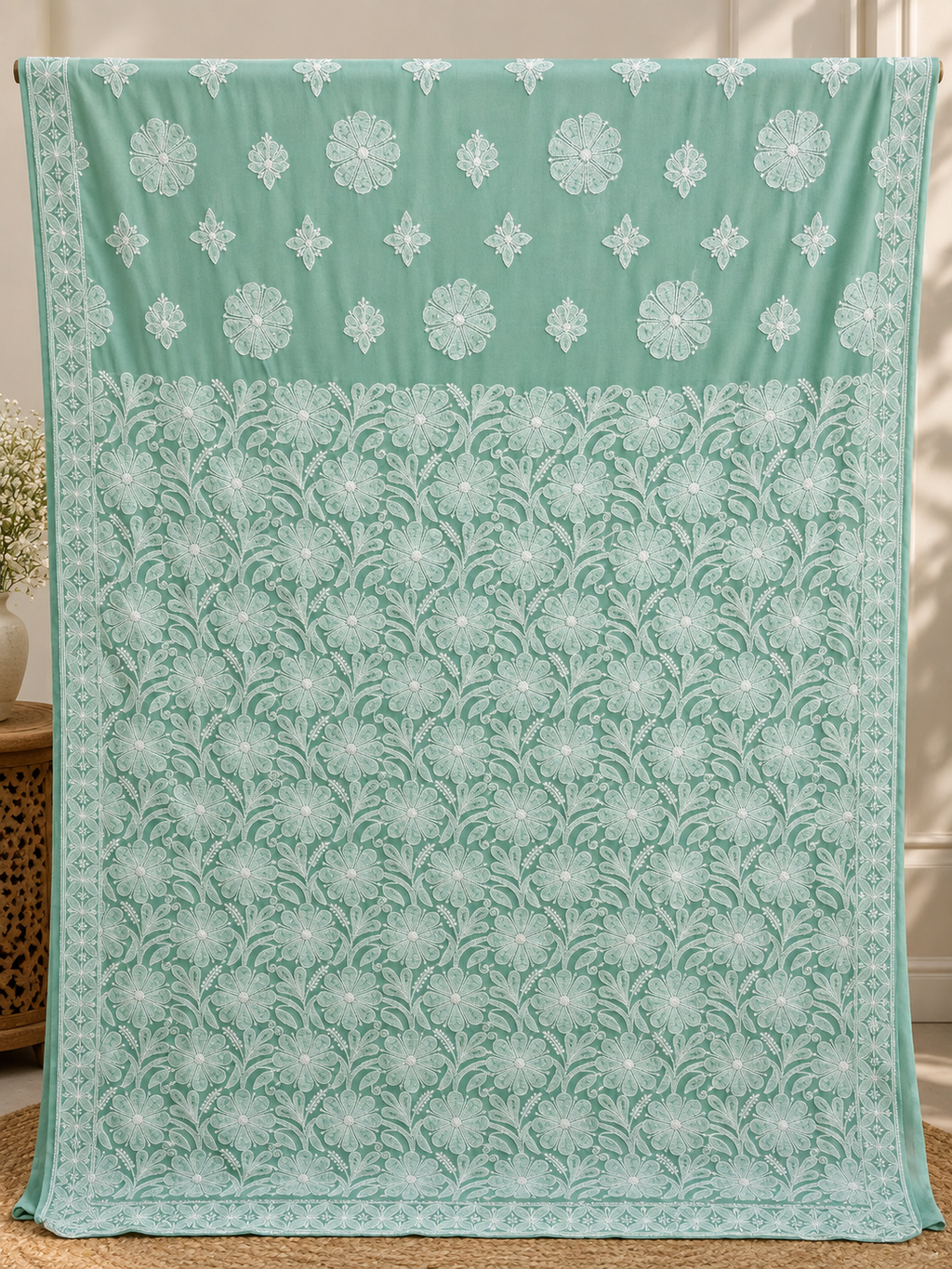 Mint green saree
