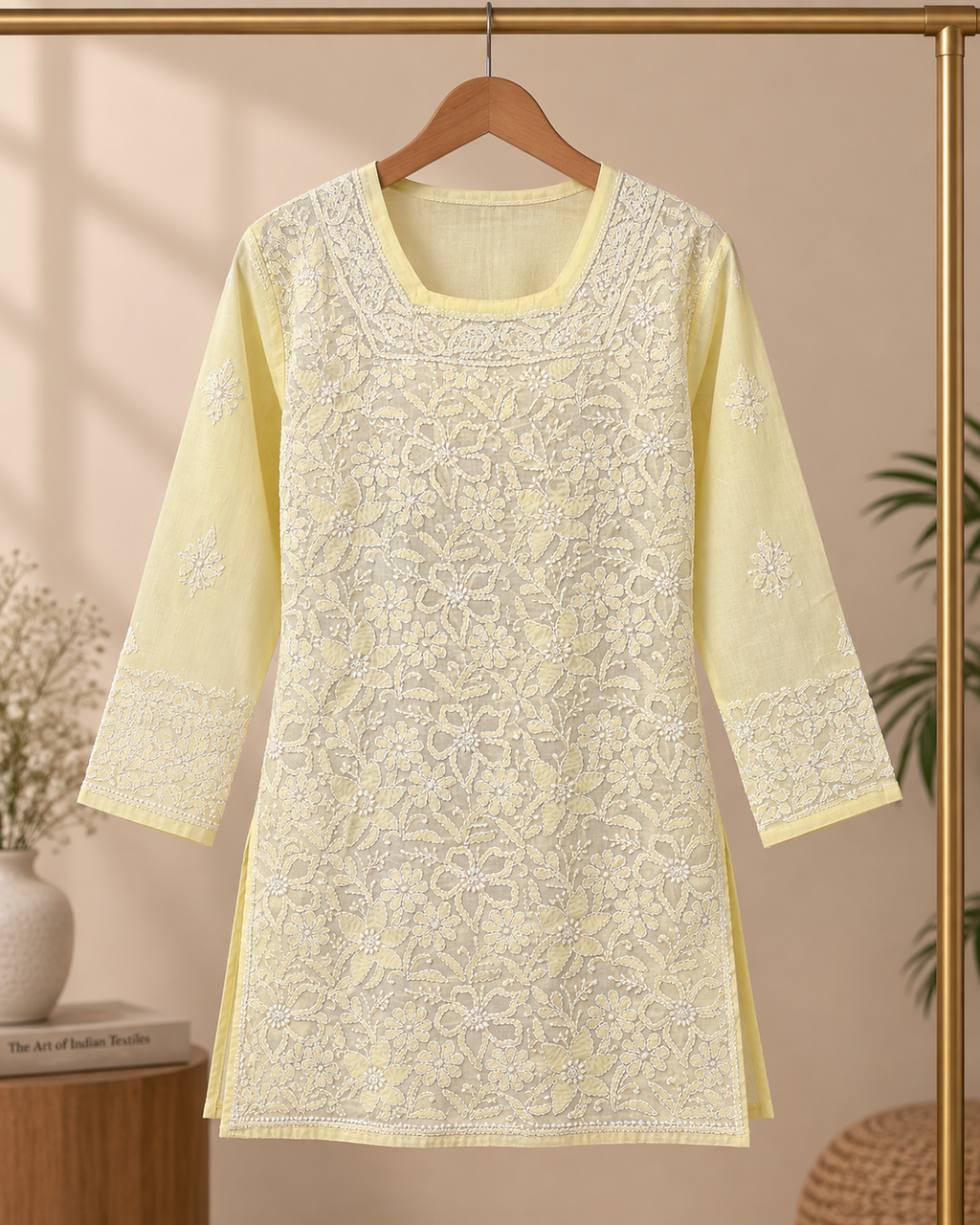 Voile - Cotton, Knee Length, Shadow Work with Front Jaal
