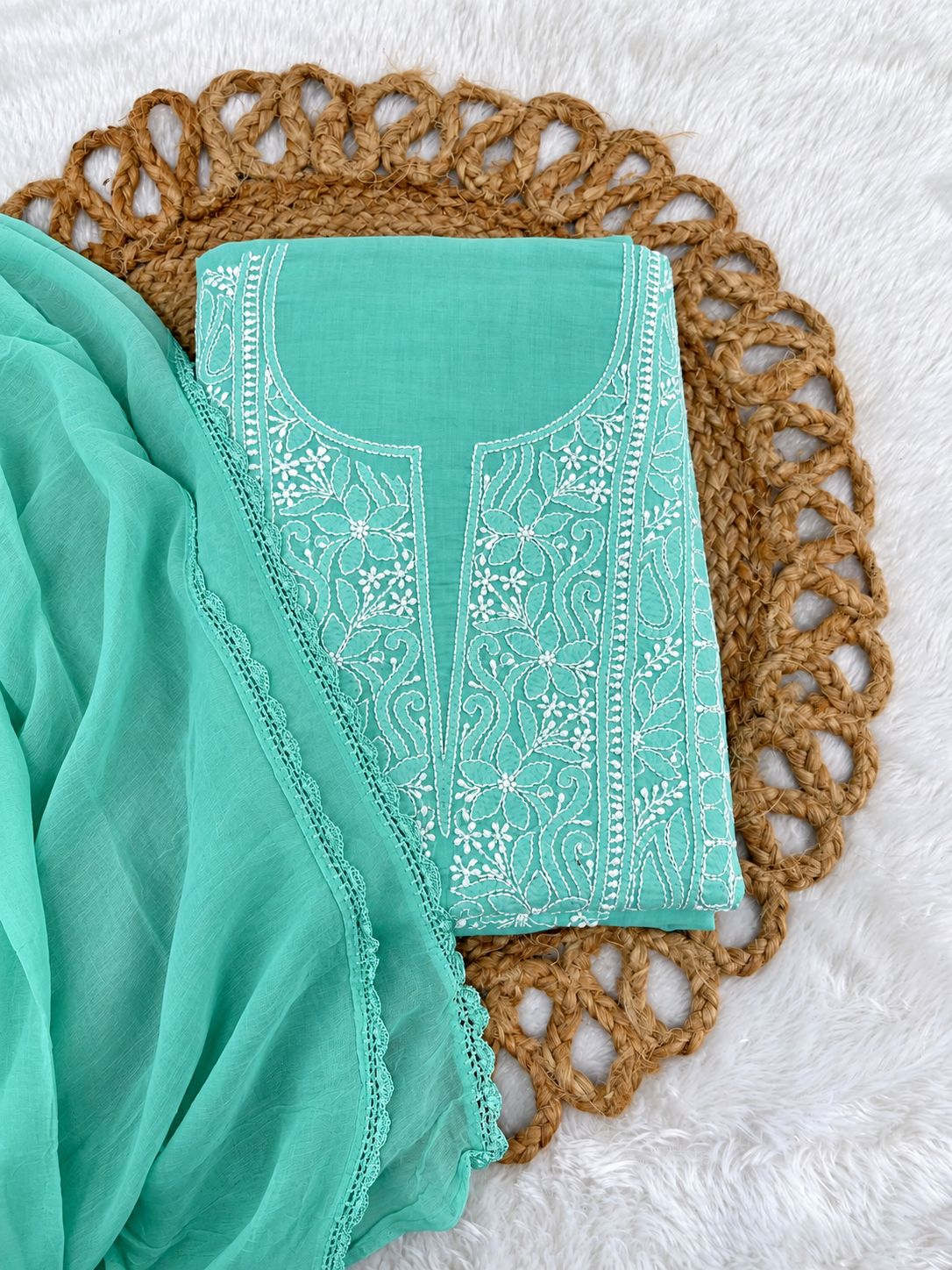 Sea Green Dress Material