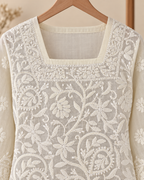 Voile-Cotton, Knee Length, Front Jaal, Shadow Work