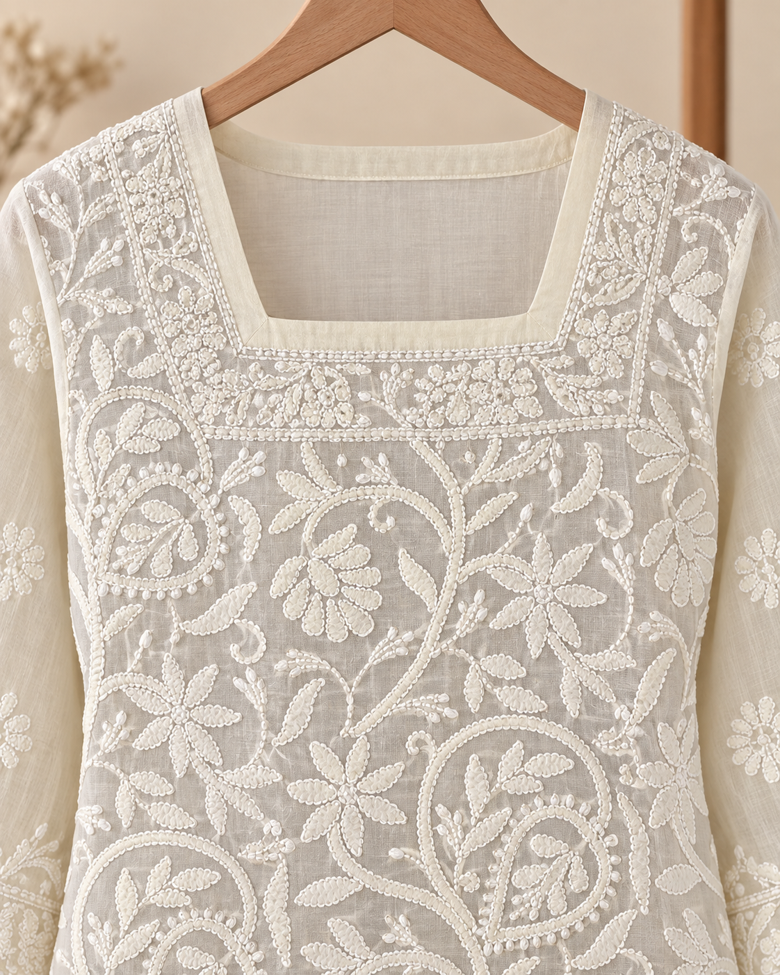 Voile-Cotton, Knee Length, Front Jaal, Shadow Work