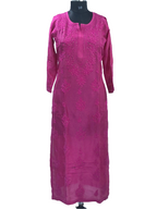 1028 rani pink Premium chanderi silk lucknowi kurta with hand embroidered intricate mukaish work