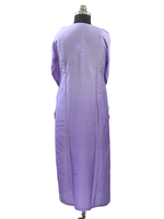 1014 Mauve ombre premium Chanderi silk Lucknowi kurta hand embroidered