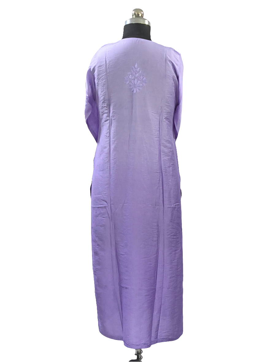 1014 Mauve ombre premium Chanderi silk Lucknowi kurta hand embroidered