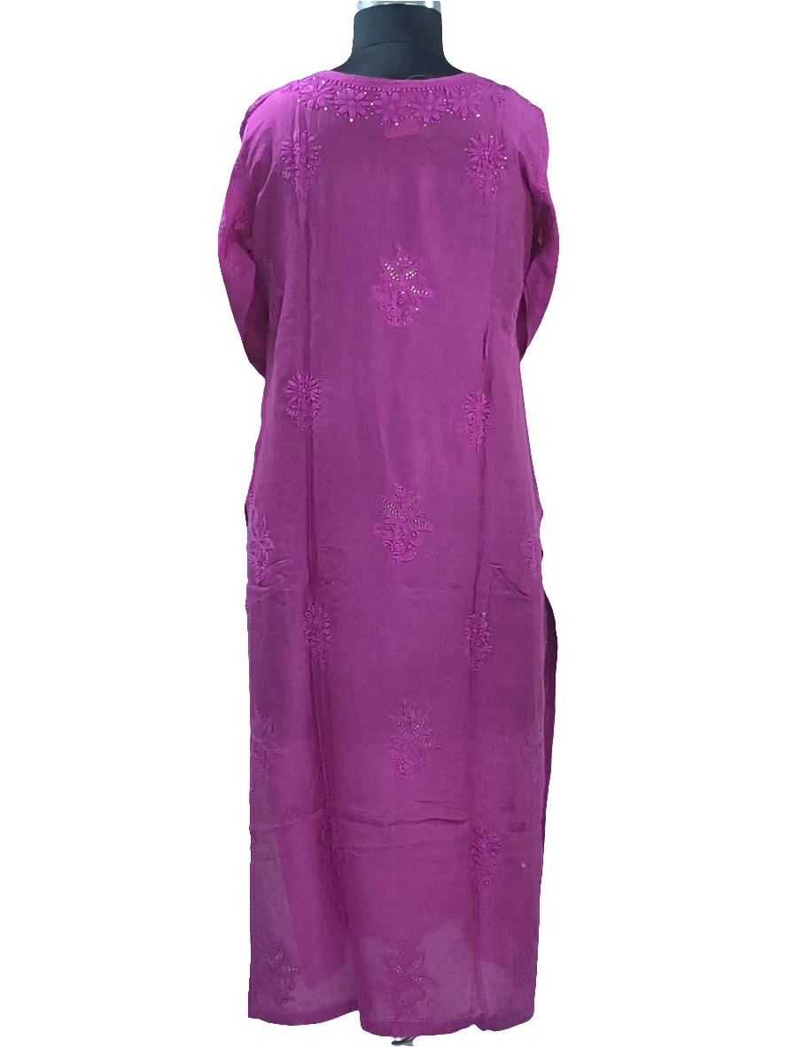 1026 purple Premium chanderi silk lucknowi kurta with hand embroidered intricate mukaish work