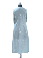 Grey Lucknowi Mul Angarkha  kurta in hand embroidery