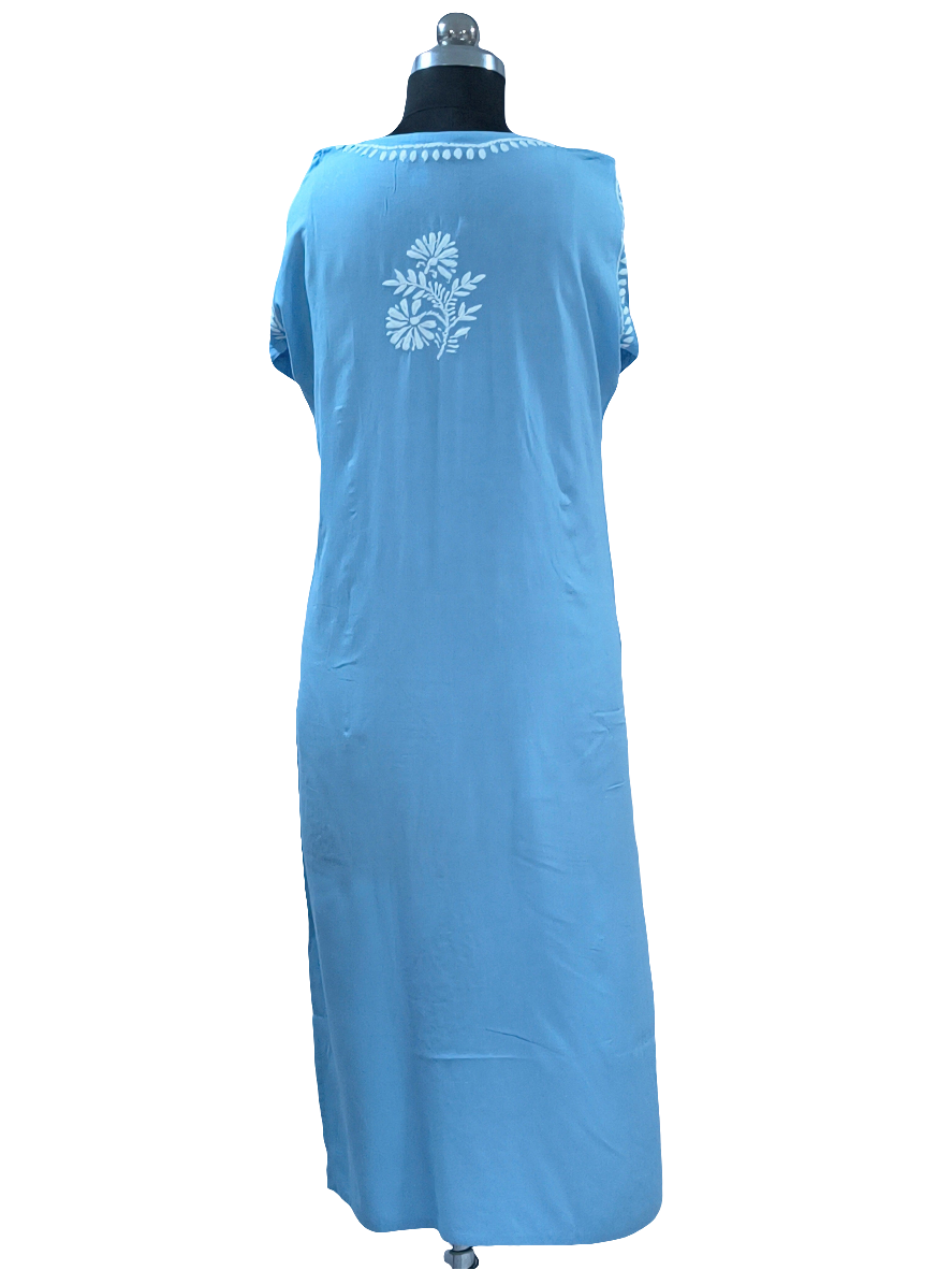 1007 powder blue Rayon Lucknowi kurta hand embroidery