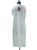 White Lucknowi cotton kurta in hand embroidery