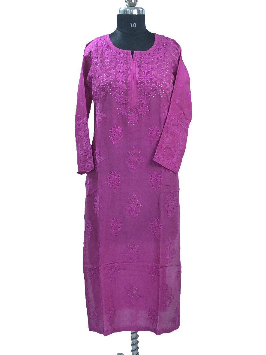 1026 purple Premium chanderi silk lucknowi kurta with hand embroidered intricate mukaish work
