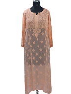 1021 orange viscose lucknowi kurta in hand embroidered shadow work with silk thread