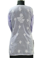 Lilac Lucknowi Mul short kurti hand embroidered