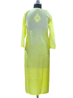 1012 yellow ombre premium chanderi silk Lucknowi kurta hand embroidered