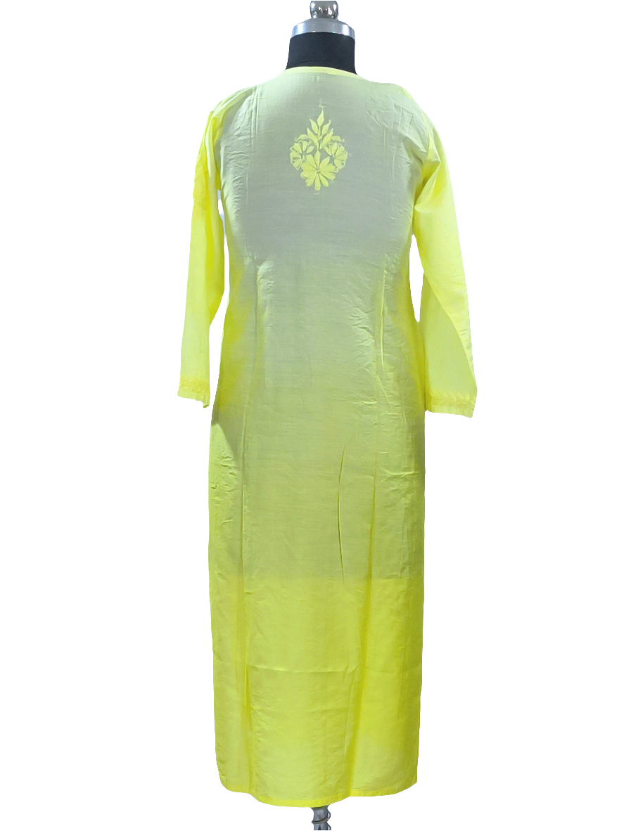 1012 yellow ombre premium chanderi silk Lucknowi kurta hand embroidered