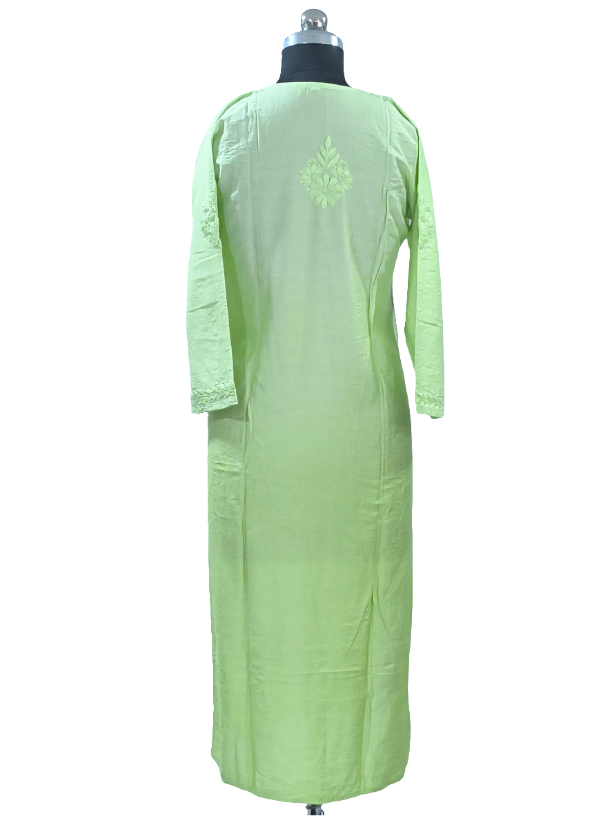 1013 pista green ombre premium chanderi silk Lucknowi kurta hand embroidered