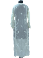 1025 off White Mul cotton Lucknowi kurta in hand embroider3e front jal