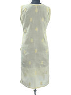 1010 beige cotton Lucknowi sleave less kurta hand embroidered in gota patti work