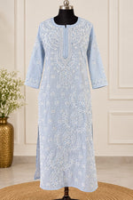Mulcotton Long Kurti With Katdana Work