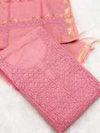 Dusty pink mul chanderi dress material