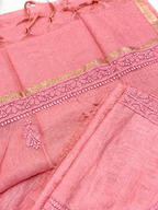 Dusty pink mul chanderi dress material
