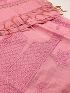 Dusty pink mul chanderi dress material