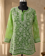 Georgette Short kurti with shadow bakhiya work