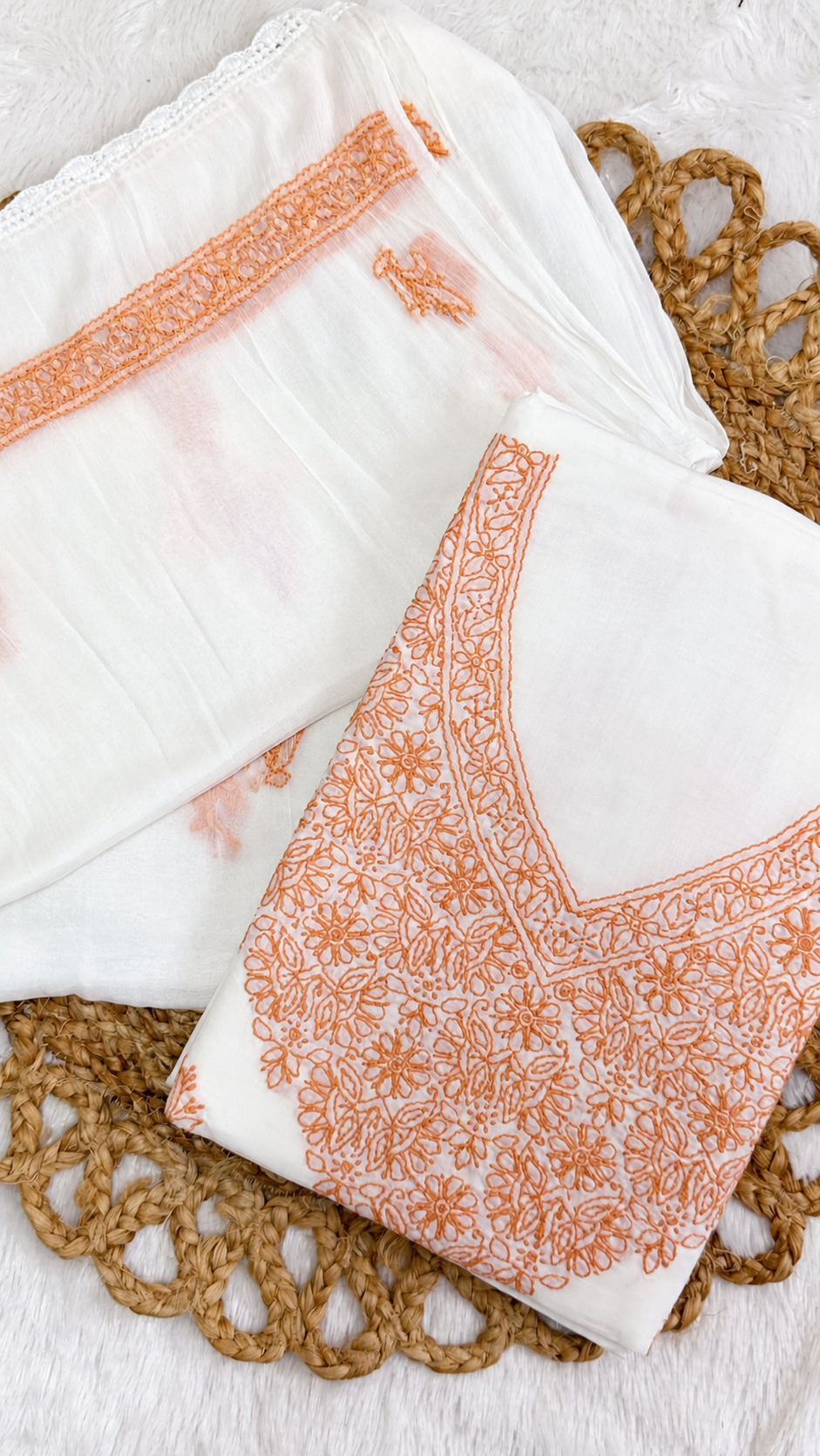 Orange Cotton Dress Material