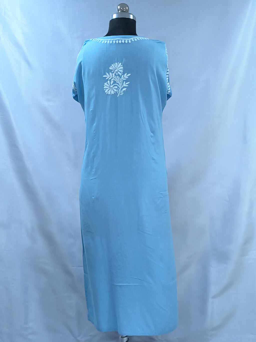 1007 powder blue Rayon Lucknowi kurta hand embroidery
