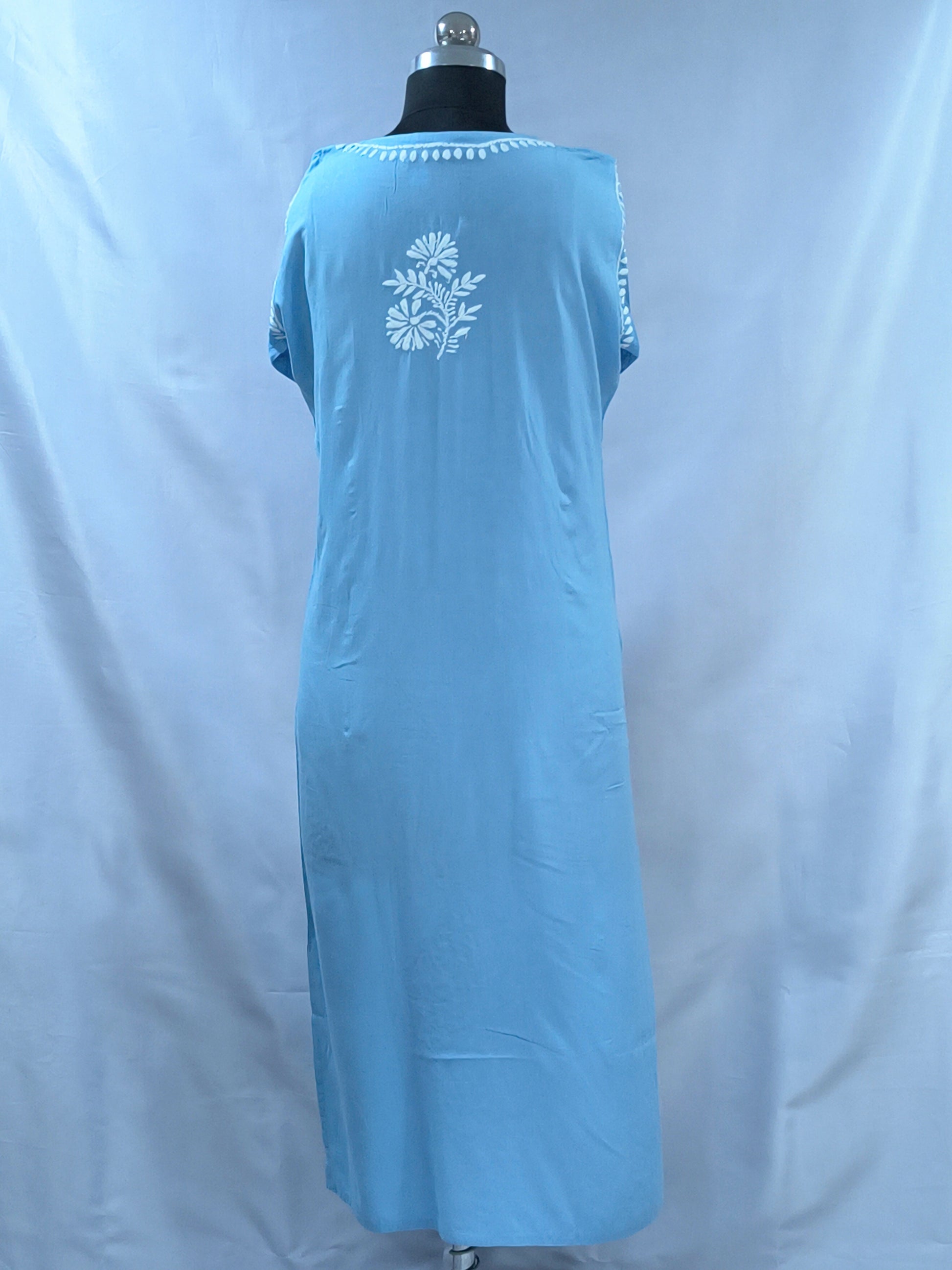 1007 powder blue Rayon Lucknowi kurta hand embroidery