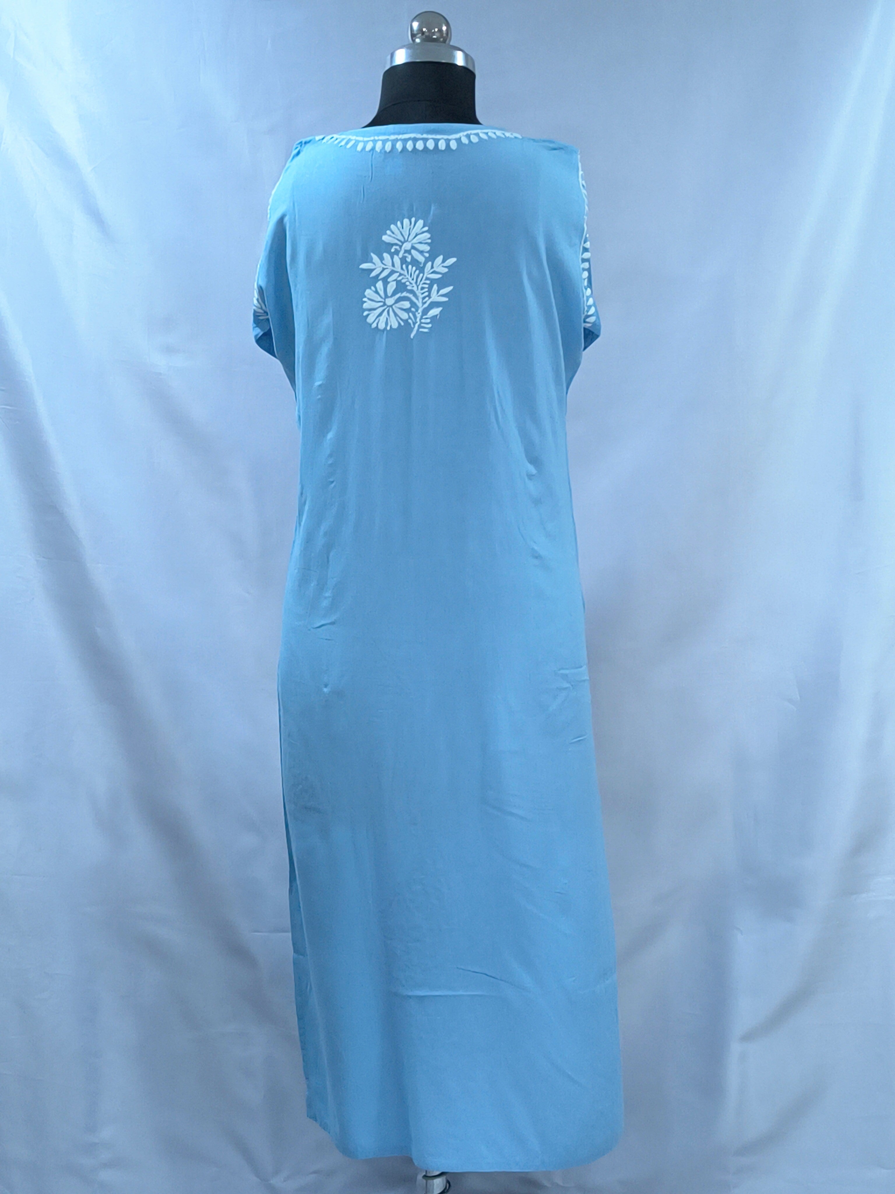 1007 powder blue Rayon Lucknowi kurta hand embroidery