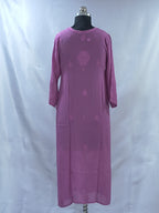 1020 vine viscose lucknowi kurta in hand embroidered shadow work with silk thread