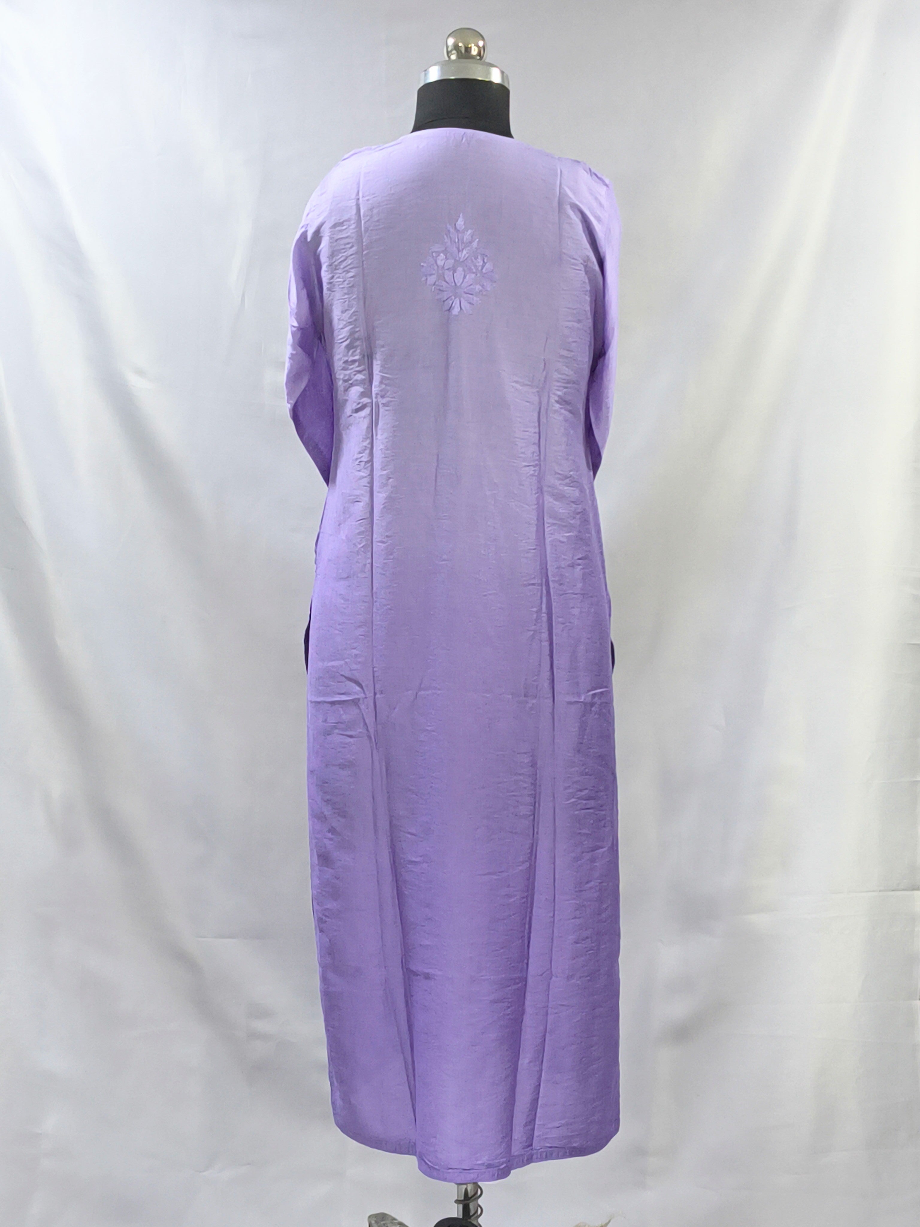 1014 Mauve ombre premium Chanderi silk Lucknowi kurta hand embroidered