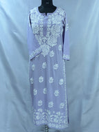 1008 lilac Rayon Lucknowi kurta hand embroidered