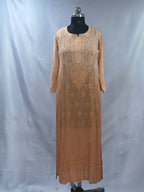 1022 orange ombre viscose lucknowi kurta in hand embroidered shadow work with silk thread