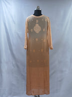 1022 orange ombre viscose lucknowi kurta in hand embroidered shadow work with silk thread